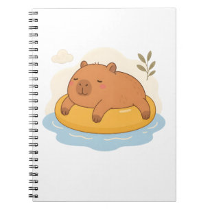 Cuaderno de verano de capybara lindo flotador en l