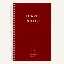 Cuaderno de Viaje con Monograma Burgundy Moderno