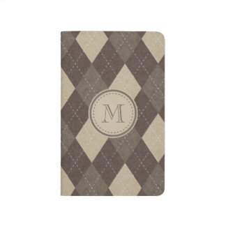 Cuaderno De Viaje Moca Chocca Brown Argyle con el monograma
