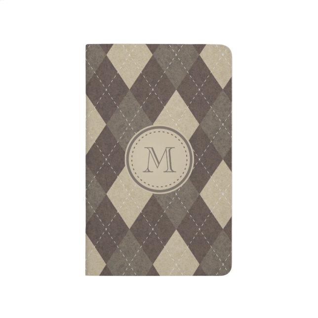 Cuaderno De Viaje Moca Chocca Brown Argyle con el monograma (Anverso)