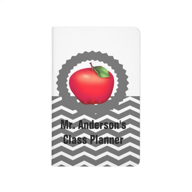 Cuaderno De Viaje Planificador gris personalizado de Chevron Apple (Anverso)