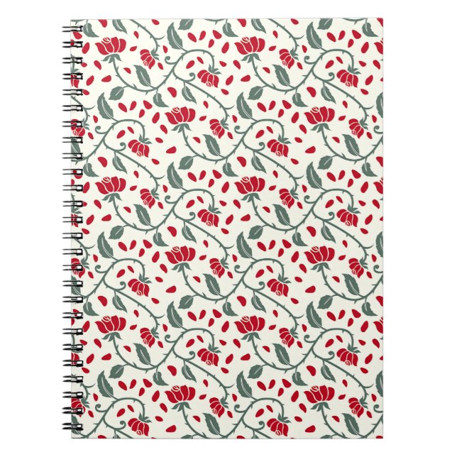 Cuaderno de viñas de rosa roja clásica (Frente)