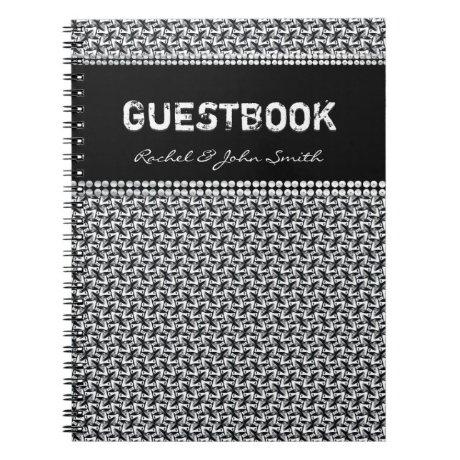 Cuaderno de visitas con patrón negro y blanco de B (Frente)