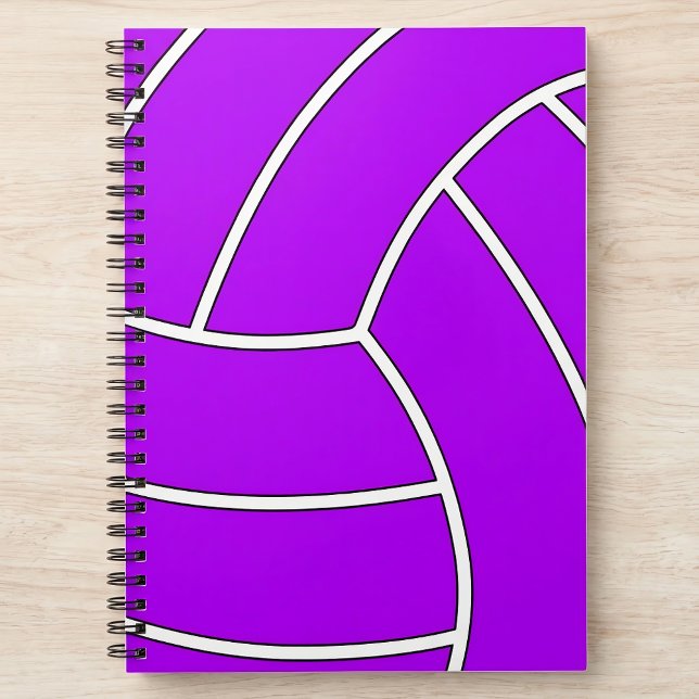 Cuaderno de voleibol de color personalizado (Custom color volleyball notebook on desk. Great for volleyball players, coaches and fans.)