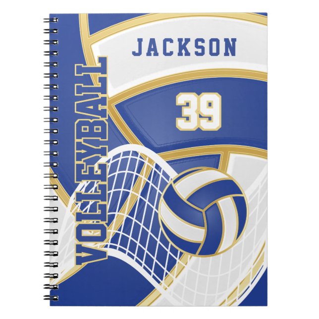 Cuaderno 🏐 de voleibol en azul y blanco (Frente)