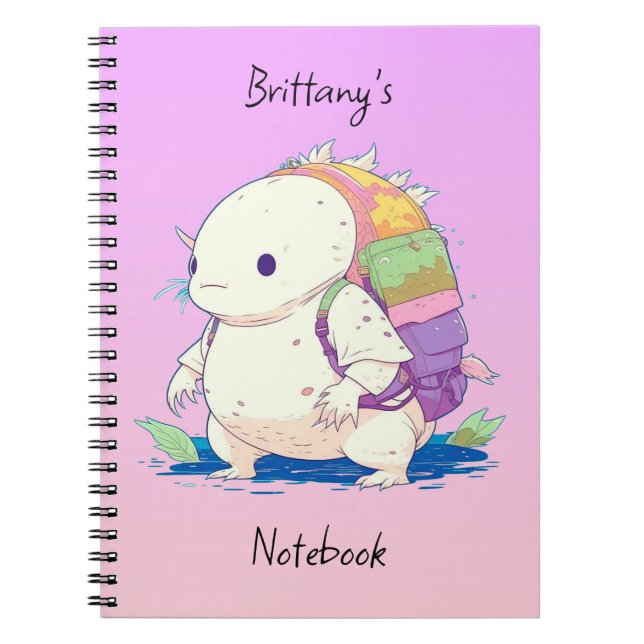 Cuaderno De vuelta a la escuela Axolotl Kawaii Personalizad (Frente)