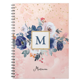 Cuaderno De Vuelta A La Escuela Azul Acuarela Floral Chica