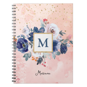 Cuaderno De Vuelta A La Escuela Azul Acuarela Floral Chica