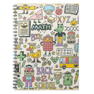 Cuaderno De vuelta a la escuela colorido doodle set 2. Hand