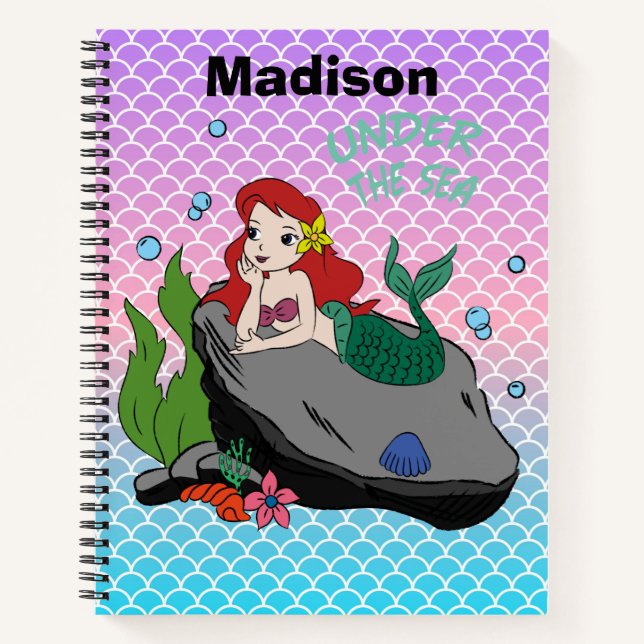 Cuaderno De vuelta a la escuela con sirenas y el mar (Anverso)