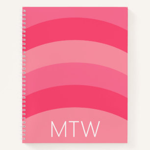 Cuaderno De vuelta al cole monograma blanco rayas tonos de 