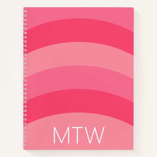 Cuaderno De vuelta al cole monograma blanco rayas tonos de  (Anverso)