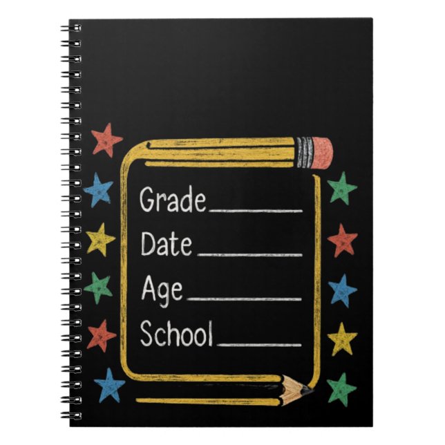 Cuaderno De vuelta al Rótulo escolar | Primer día de clases (Frente)