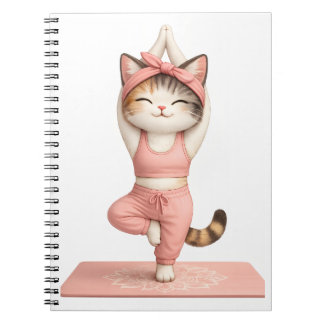 Cuaderno de Yoga de Gato Adorable – Gato Rosa de Y