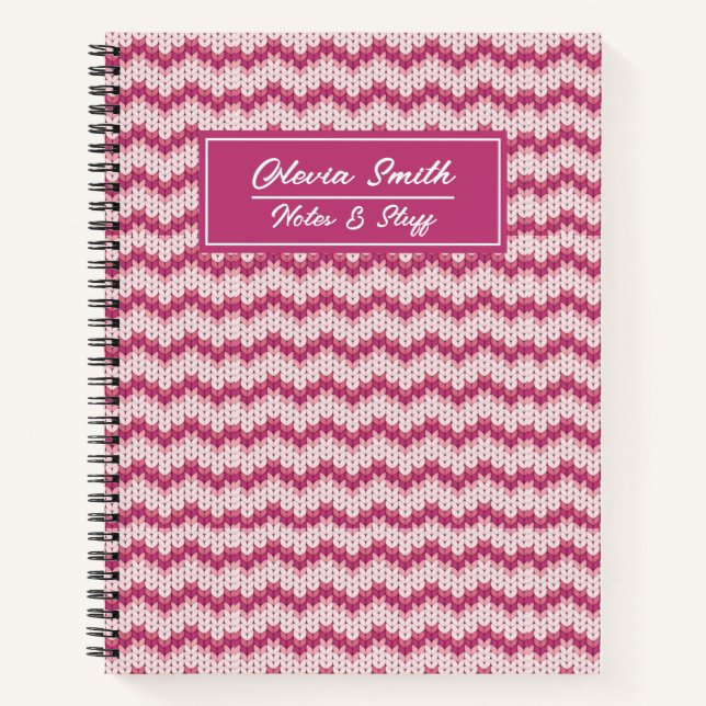 Cuaderno de Zig Zag Rosa y Blanco Tejido (Anverso)