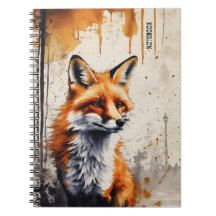 Cuaderno de zorro de acuarela personalizado
