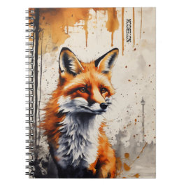 Cuaderno de zorro de acuarela personalizado