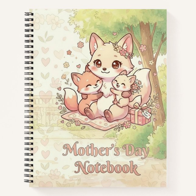 Cuaderno de zorro del Día de la Madre lindo (Anverso)