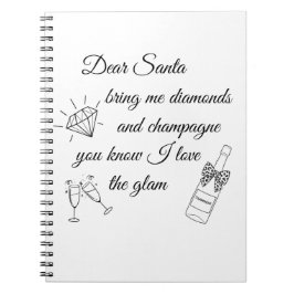Cuaderno Dear Santa Champagne & Diamonds Line Art Design