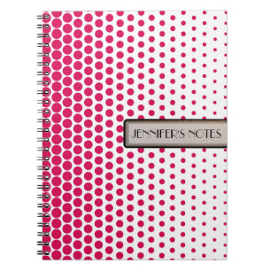 Cuaderno Debian Rojo Lunares Elegante Moderno Blanco