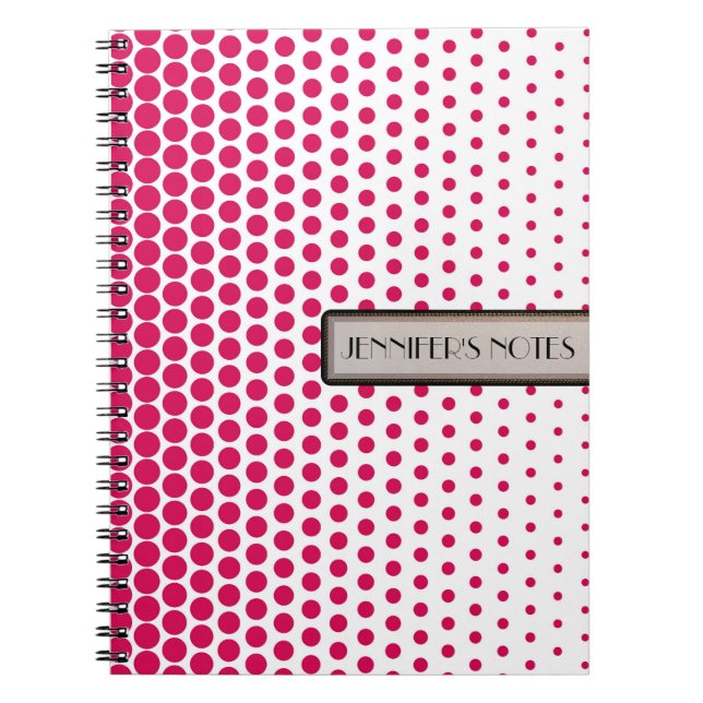 Cuaderno Debian Rojo Lunares Elegante Moderno Blanco (Frente)