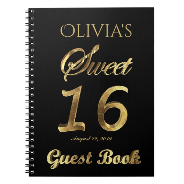 Cuaderno Décimosexto oro del negro del libro de visitas del (Frente)