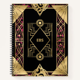 Cuaderno Decoración Art Deco Angular Morado y Oro