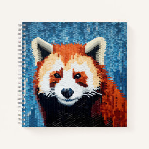 Cuaderno Decoración de arte animal panda rojo pintura mosai