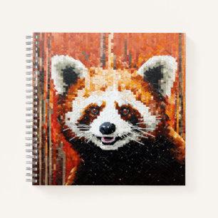 Cuaderno Decoración de arte animal panda rojo pintura mosai