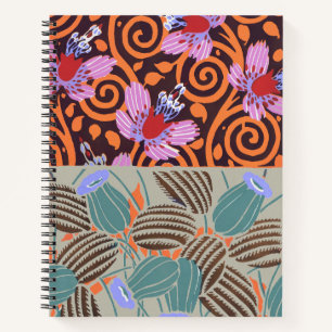 Cuaderno Decoración de Flor en Espiral de Rosa y Naranja Vi