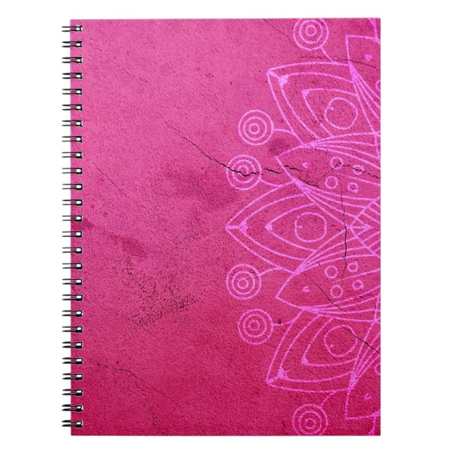 Cuaderno Decoración de fondo rosa de Mandala (Frente)
