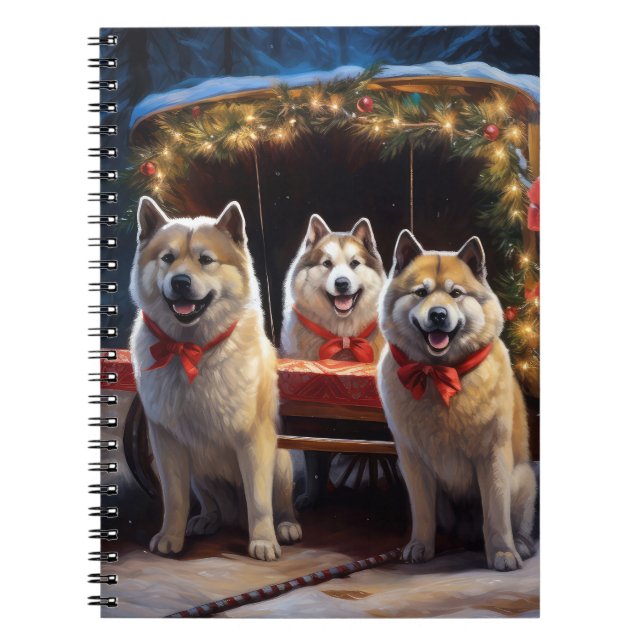 Cuaderno Decoración de los Navidades de Akita Snowy Sleigh  (Frente)