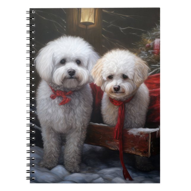 Cuaderno Decoración de los Navidades de Bichon Frise Snowy  (Frente)