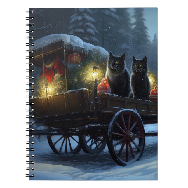 Cuaderno Decoración de los Navidades de Sleigh Ride, un gat (Frente)
