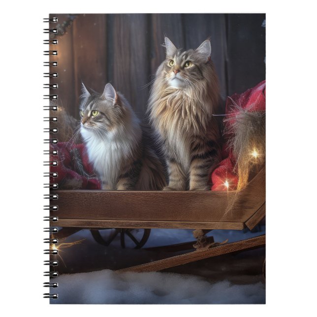 Cuaderno Decoración de los Navidades Maine Coon Snowy Sleig (Frente)
