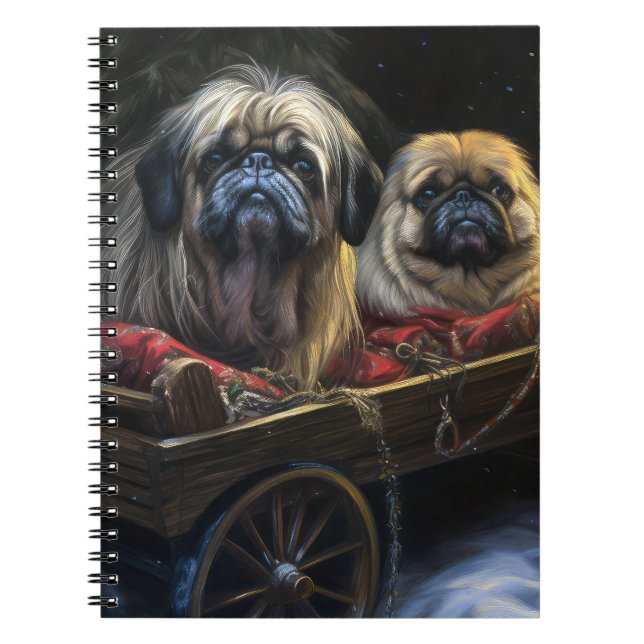 Cuaderno Decoración de los Navidades Pekingeses Snowy Sleig (Frente)