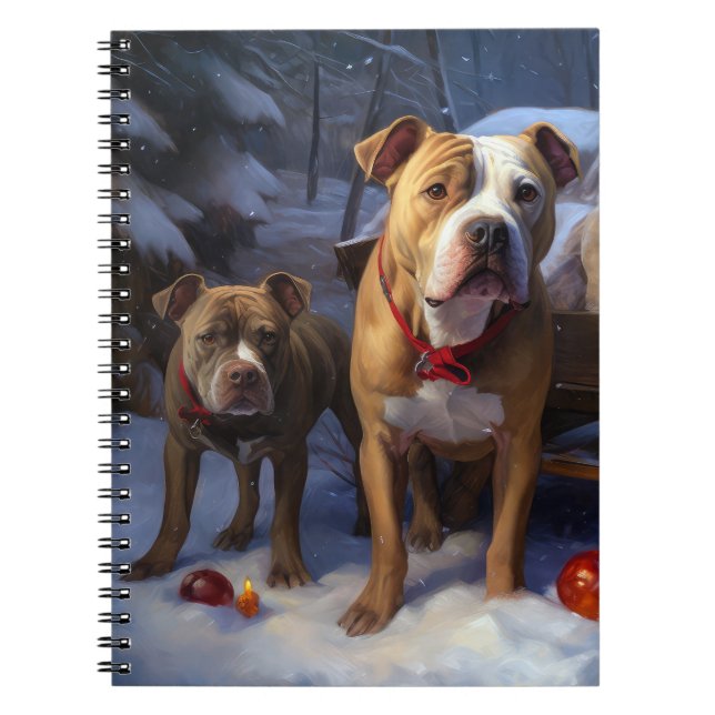 Cuaderno Decoración de los Navidades Pitbull Snowy Sleigh (Frente)