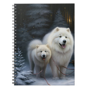 Cuaderno Decoración de los Navidades Samoyed Snowy Sleigh