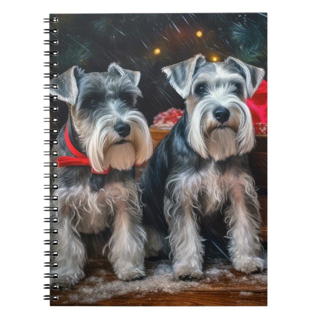 Cuaderno Decoración de los Navidades Schnauzer Snowy Sleigh (Frente)