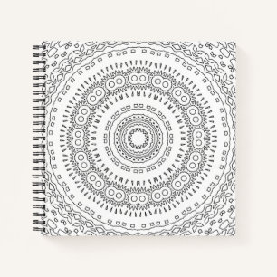 Cuaderno Decoración de Mandala negro blanco ornamental abst