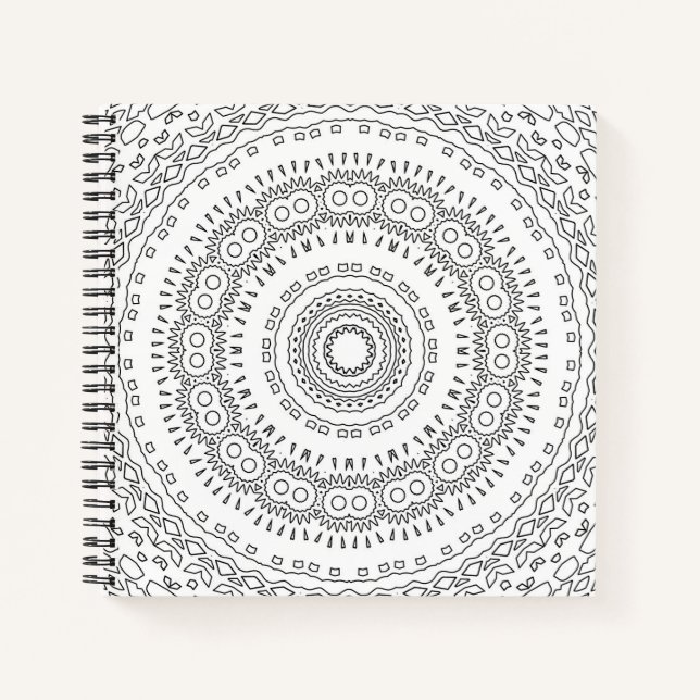 Cuaderno Decoración de Mandala negro blanco ornamental abst (Anverso)