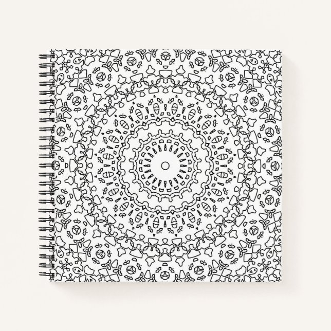 Cuaderno Decoración de Mandala negro blanco ornamental abst (Anverso)