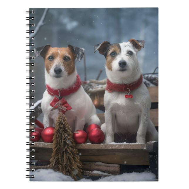 Cuaderno Decoración de Navidad de Trineo Nevado Jack Russel (Frente)