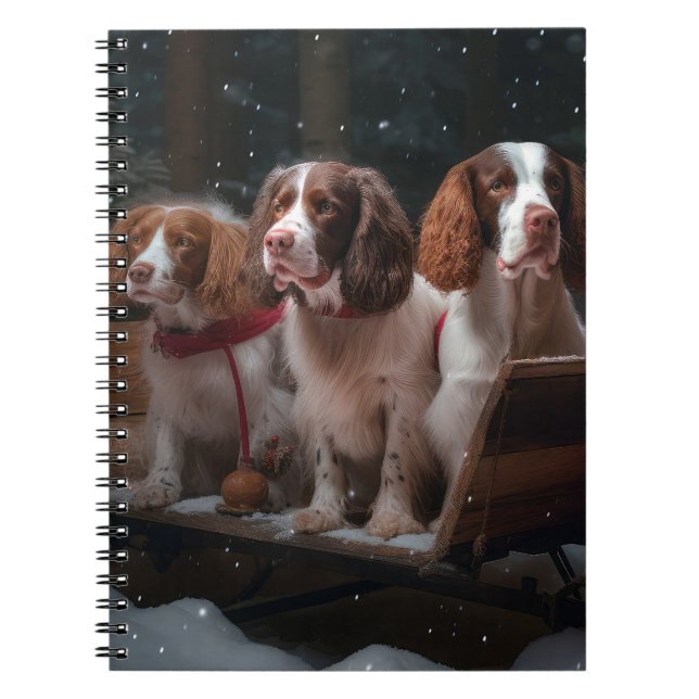 Cuaderno Decoración de Navidades Brittany Spaniel Snowy Sle (Frente)