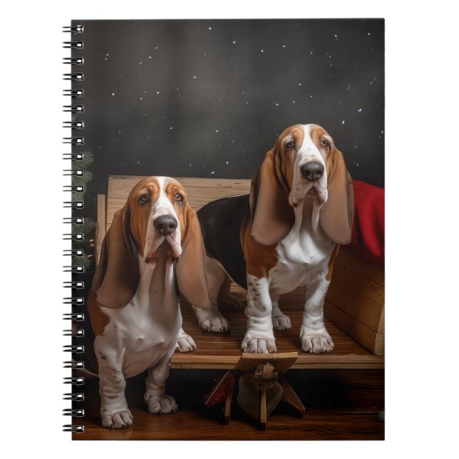 Cuaderno Decoración de Navidades de Basset Hound Snowy Slei (Frente)