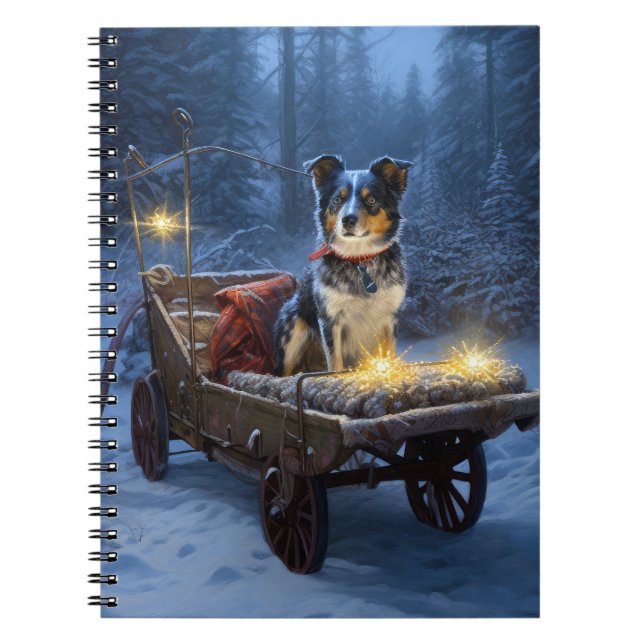 Cuaderno Decoración de Navidades de Blue Heeler Snowy Sleig (Frente)