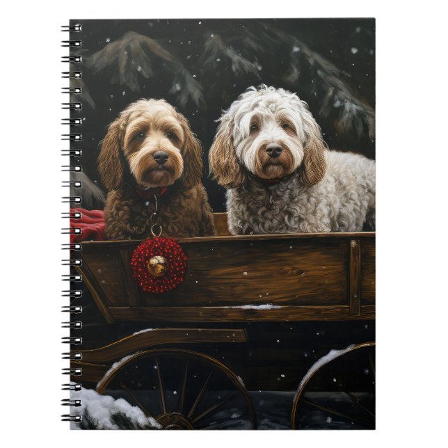 Cuaderno Decoración de Navidades de Cockapoo Snowy Sleigh (Frente)