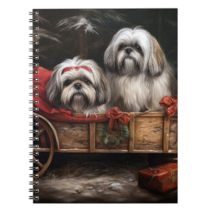 Cuaderno Decoración de Navidades Lhasa Apso Snowy Sleigh