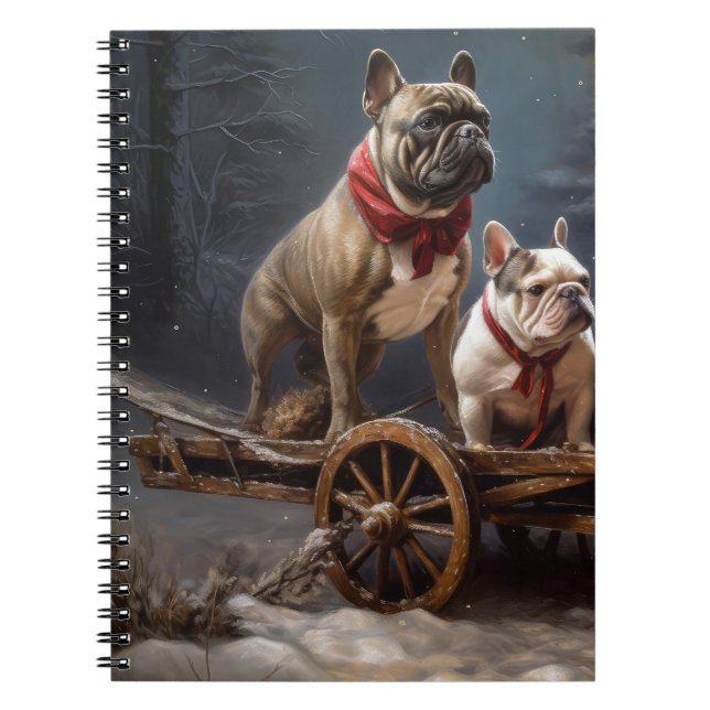 Cuaderno Decoración de Navidades Snowy Sleigh Bulldog franc (Frente)