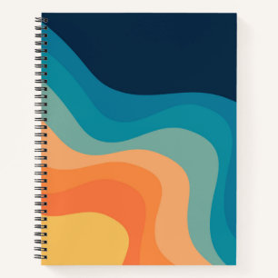 Cuaderno Decoración de ondas de estilo retro